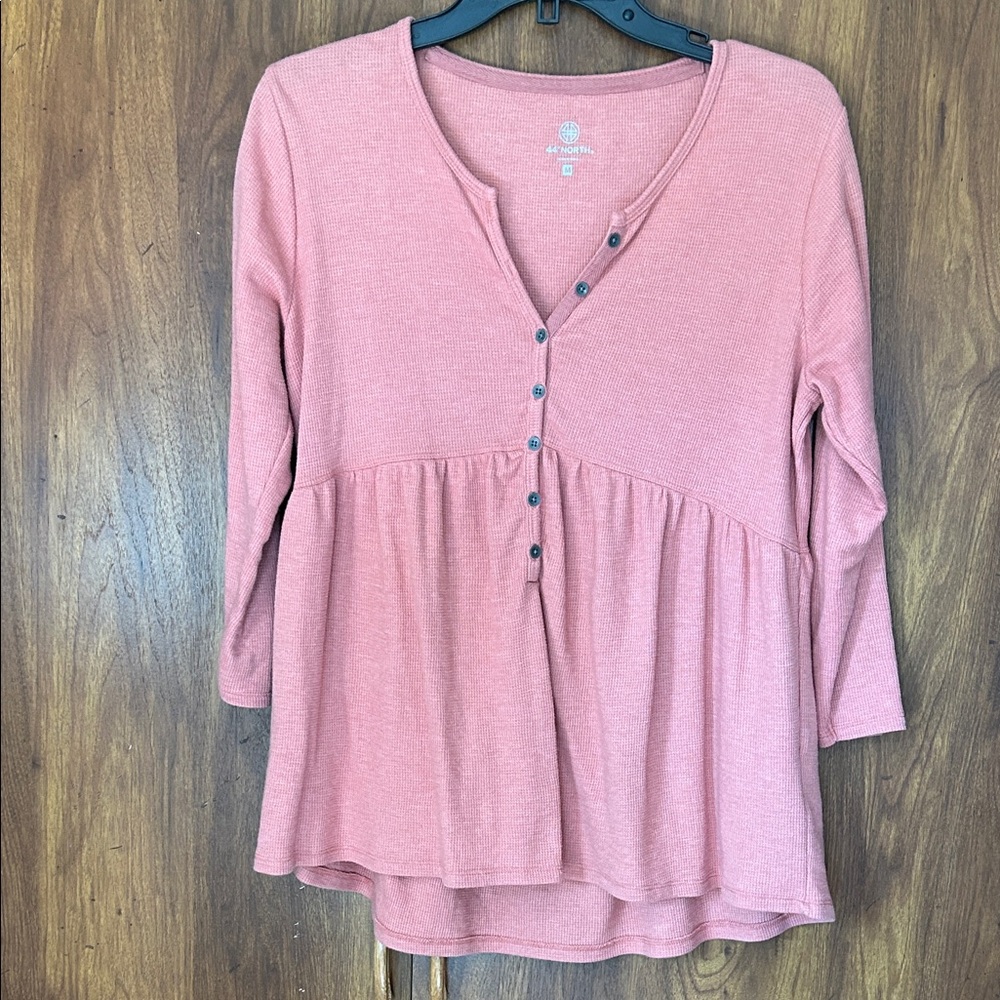 Elegant Coral Button-Front Blouse
